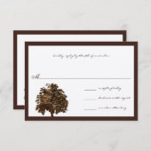 Dark Brown Oak Tree Wedding RSVP Einladung (Vorne/Hinten)
