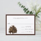 Dark Brown Oak Tree Wedding RSVP Einladung (Stehend Vorderseite)