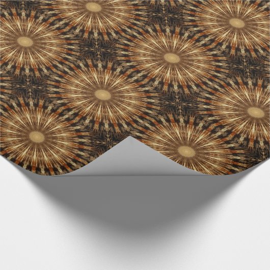 Dark Brown Orange Kaleidoscope Mandala Art Geschenkpapier (Ecke)
