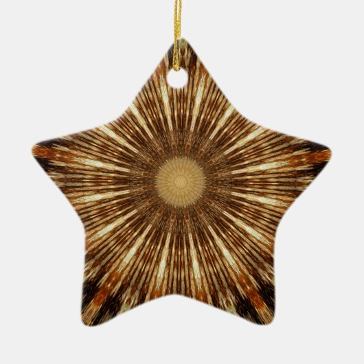 Dark Brown Orange Kaleidoscope Mandala Art Keramik Ornament (Vorne)
