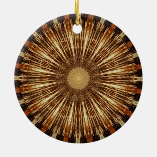 Dark Brown Orange Kaleidoscope Mandala Art Keramik Ornament (Hinten)