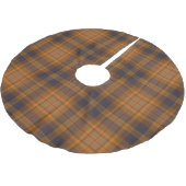 Dark Brown Orange Violet Tartan Karierte Weihnacht Polyester Weihnachtsbaumdecke (Schrägansicht)