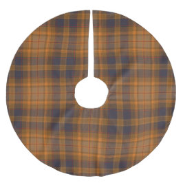 Dark Brown Orange Violet Tartan Karierte Weihnacht Polyester Weihnachtsbaumdecke