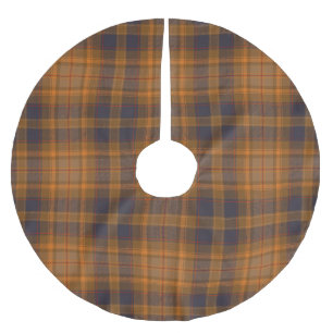 Dark Brown Orange Violet Tartan Karierte Weihnacht Polyester Weihnachtsbaumdecke