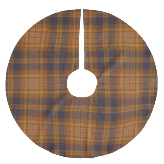 Dark Brown Orange Violet Tartan Karierte Weihnacht Polyester Weihnachtsbaumdecke (Vorderseite)