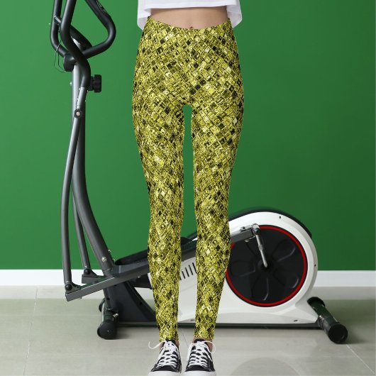 Dark Brown Pastel Grey Yellow Glitter Pattern Gift Leggings