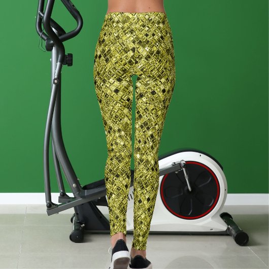 Dark Brown Pastel Grey Yellow Glitter Pattern Gift Leggings