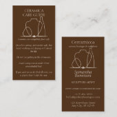 Dark Brown Pottery Vase Keramik Clay Instruktionen Visitenkarte (Vorne/Hinten)