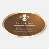 Dark Brown Product Label Gold Frame Logo Monogram Ovaler Aufkleber (Vorderseite)