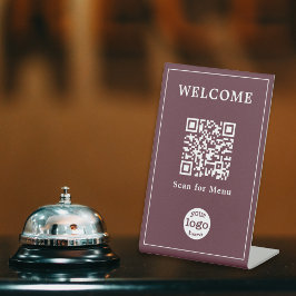 Dark Brown Restaurant Café Bar Menu QR-Logo Sockelschild