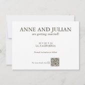 Dark Brown Save the date card 3 photo a QR Code (Rückseite)