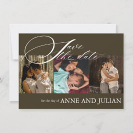 Dark Brown Save the date card 3 photo a QR Code
