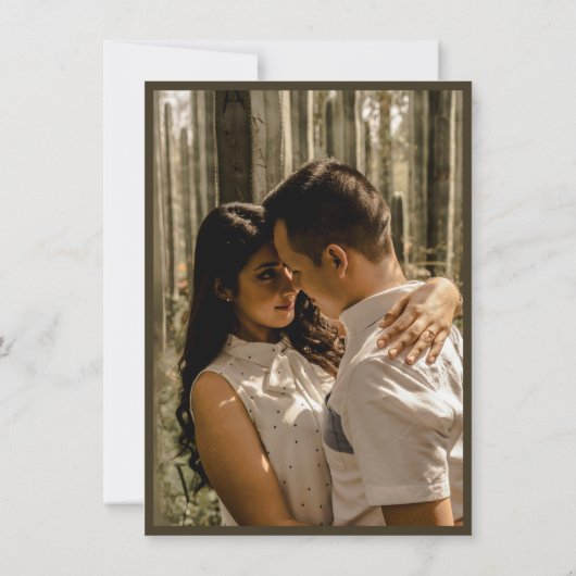 Dark Brown Save the date card calendar & photo (Rückseite)