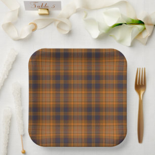 Dark Brown Scottish Style Kariert Pappteller