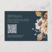 Dark Brown & Terracotta Floral Boho Navy QR Code Begleitkarte (Vorderseite)