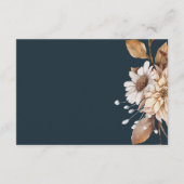 Dark Brown & Terracotta Floral Boho Navy QR Code Begleitkarte (Rückseite)