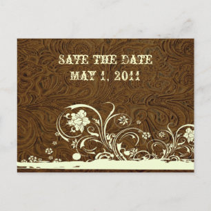 Dark Brown Toolleather Save the Date Ankündigungspostkarte