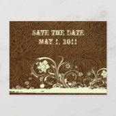 Dark Brown Toolleather Save the Date Ankündigungspostkarte (Vorderseite)