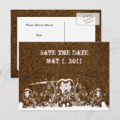 Dark Brown Toolleather Save the Date Ankündigungspostkarte (Vorne/Hinten)