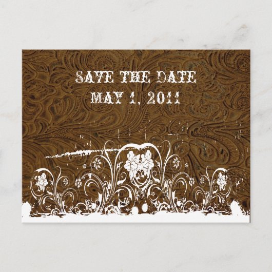 Dark Brown Toolleather Save the Date Ankündigungspostkarte (Vorderseite)