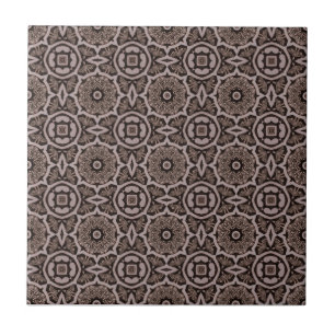 Dark Brown Tribal Carvings Keramik Tile Fliese