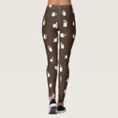 Dark Brown White Animals Pets Kittens Cats Pattern Leggings (Rückseite)