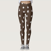 Dark Brown White Animals Pets Kittens Cats Pattern Leggings (Vorderseite)