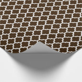 Dark Brown White marokkanische Quatrefolienmuster Geschenkpapier (Ecke)