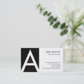 Dark Brown White Monogram Muster Business Card Visitenkarte (Stehend Vorderseite)