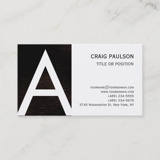 Dark Brown White Monogram Muster Business Card Visitenkarte (Vorderseite)