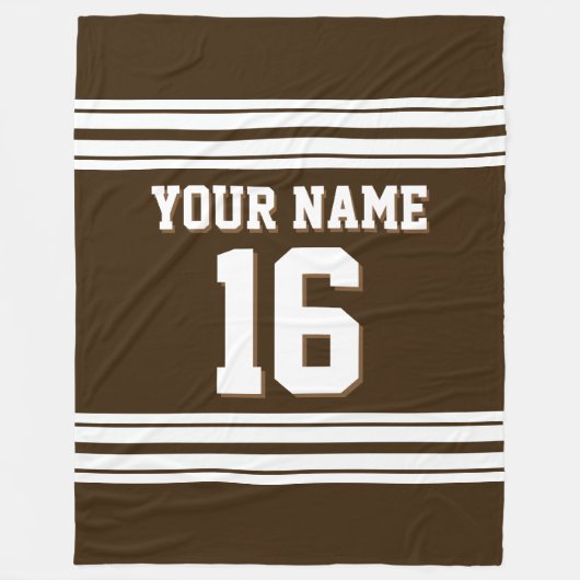 Dark Brown White Sports Jersey Fleecedecke (Vorderseite)