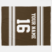 Dark Brown White Sports Jersey Fleecedecke (Vorderseite (Horizontal))