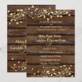 Dark Brown Wood Floral Lace Wedding Einladung (Vorne/Hinten)