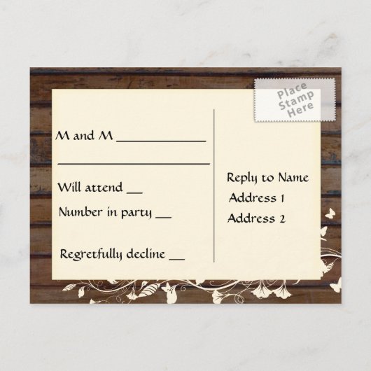 Dark Brown Wood UAWG Einladungspostkarte (Rückseite)