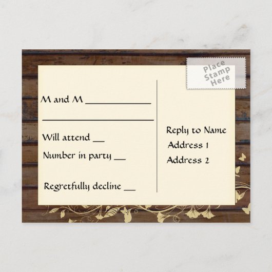 Dark Brown Wood UAWG Einladungspostkarte (Rückseite)