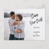 Dark Brush Script Save the Date Hochzeitspostkarte Postkarte (Vorderseite)