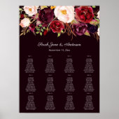 Dark Burgundy Blush Bloral Seating Chart 12 Poster (Vorne)