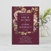 Dark Burgundy Brautparty | Elegant Boho Chic Einladung (Stehend Vorderseite)