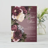 Dark Burgundy & Cream Blur Brautparty Einladung (Stehend Vorderseite)