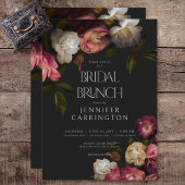 Dark Burgundy & Cream Peonies Black Bridal Brunch Einladung