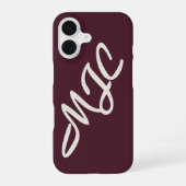 Dark Burgundy Custom Monogram iPhone 16 Hülle (Rückseite)