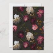 Dark Burgundy Floral Moody Black Elegant Romantic Einladung (Rückseite)