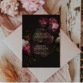 Dark Burgundy Floral Moody Black Elegant Romantic Save The Date