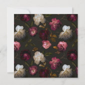 Dark Burgundy Floral Moody Black Elegant Romantic Save The Date (Rückseite)