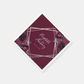 Dark Burgundy Floral Silver Geometric Wedding Serviette (Ecke)