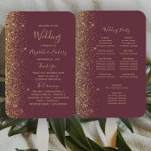 Dark Burgundy Gold Glitzer Edge Wedding Program Fächer
