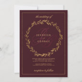 Dark burgundy gold monogram initials Wedding  Einladung (Vorderseite)