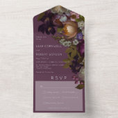 Dark Burgundy Gothic Floral Dinner All In One Einladung (Innen)