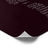 Dark Burgundy Marsala Floral Seating Chart -9 Poster (Ecke)