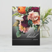 Dark Burgundy Orange Floral Romance Brautparty Einladung (Stehend Vorderseite)